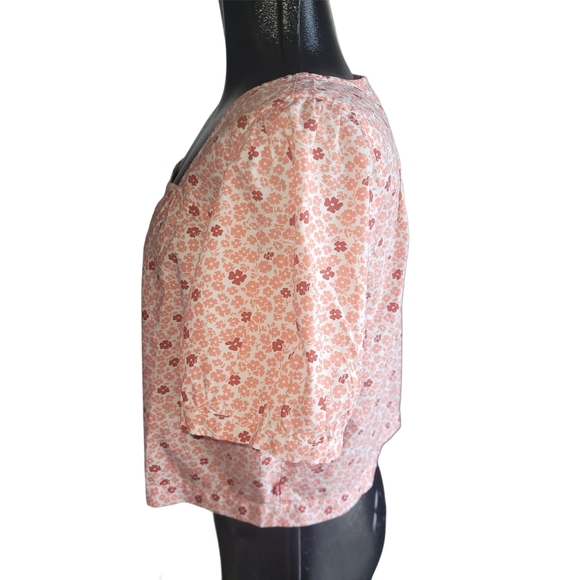 Levi's Simone Short Puff Sleeve Floral Cropped Blouse XL - Picture 6 of 7